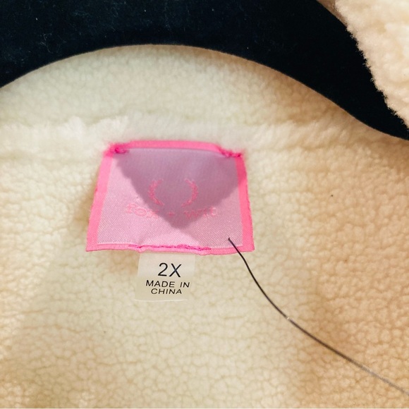 FOX & WIT Sz 2X Faux Leather Faux Sherpa Lined Double Breasted Jacket Coat NEW - Picture 6 of 16